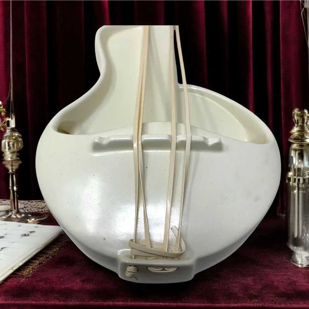 Lot 2 Vintage Red Wing Pottery Violin Cello Ivory Wall Pocket Planter M1484 READ
